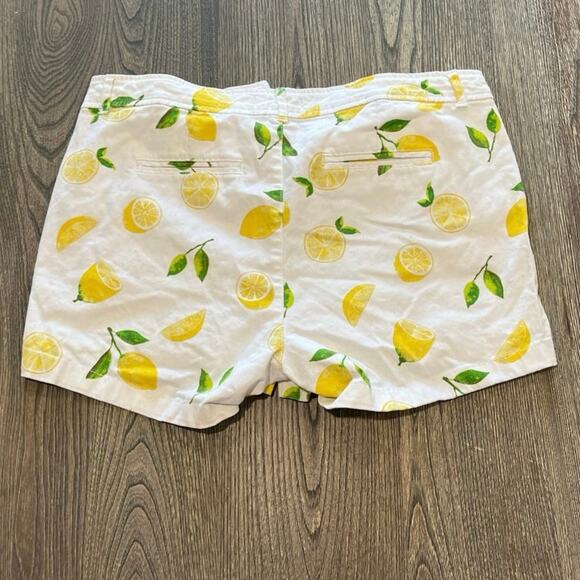 NY&C New York & Company Lemon Shorts Mid Rise Cotton Blend White Yellow Size 12 - Picture 7 of 7